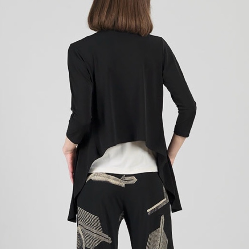 New Clara Sun Woo Modern Tie Front Cardigan Solid Black Size XS - Picture 4 of 16